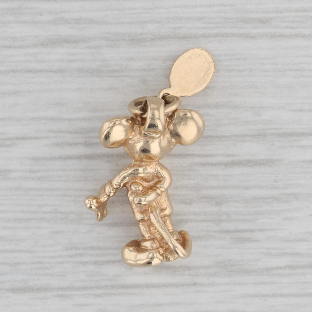 Gray Mickey Mouse Charm 14k Yellow Gold Disney Cartoon Figural Souvenir