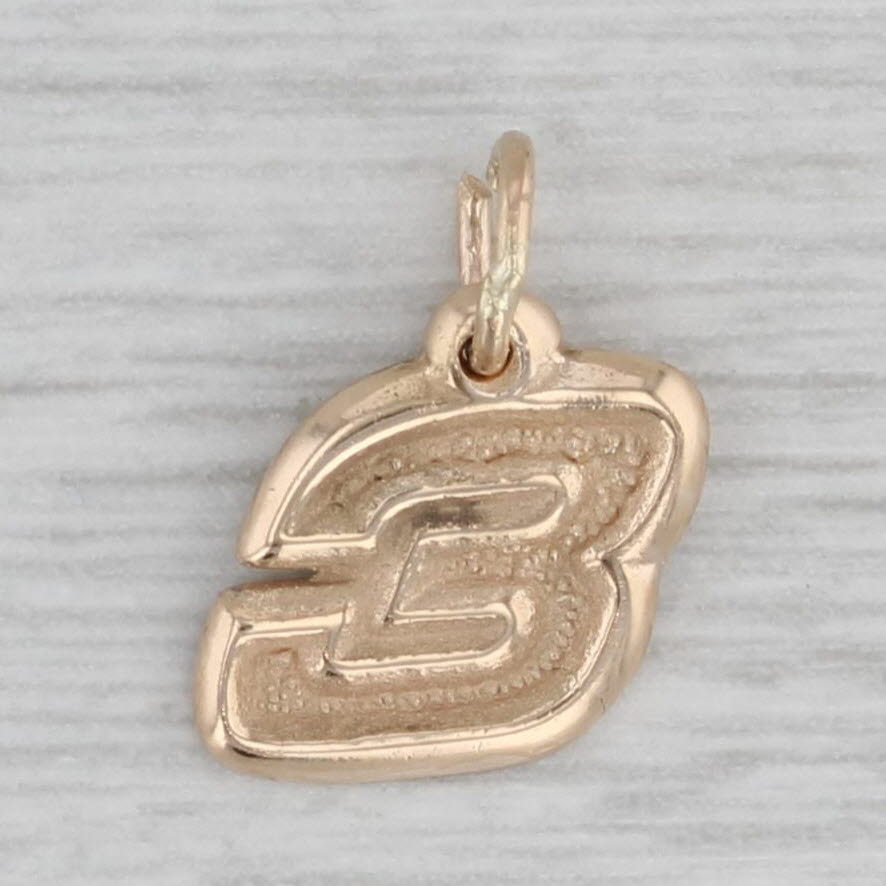 Gray Nascar Dale Earnhardt Number 3 Pendant Charm 14k Yellow Gold Racing Souvenir