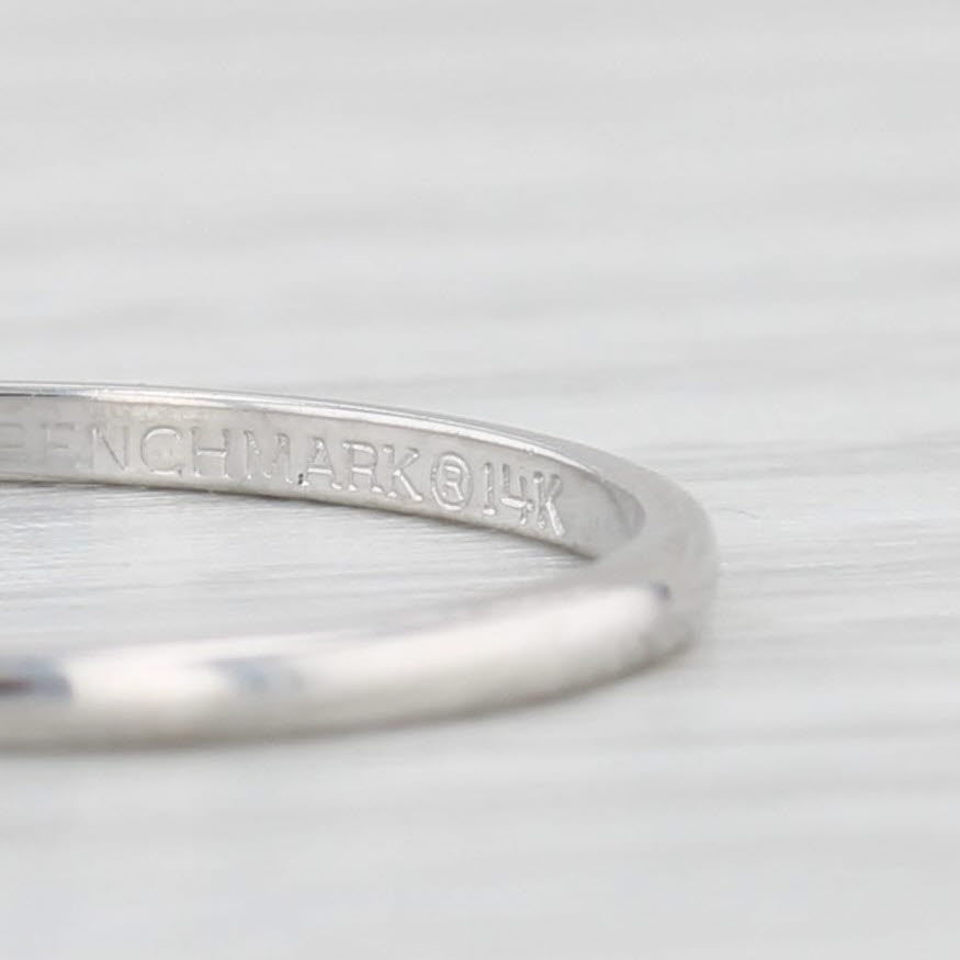 Light Gray Classic Women's Wedding Band 14k White Gold Stackable Ring Size 6.5