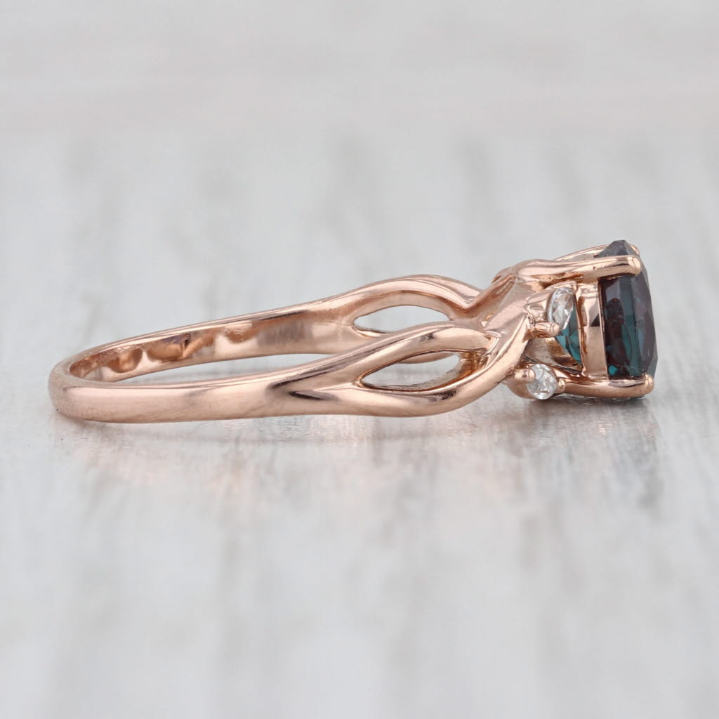 1.73ctw Lab Created Alexandrite Moissanite Ring 14k Rose Gold Size 9.75