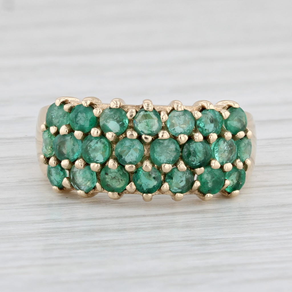 Light Gray 1.48ctw Emerald Cluster Ring 10k Yellow Gold Size 6.25
