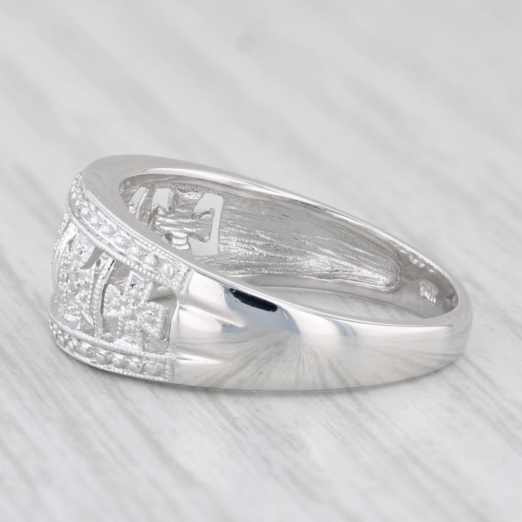 Light Gray Diamond Cross Ring 14k White Gold Size 7.25 Band
