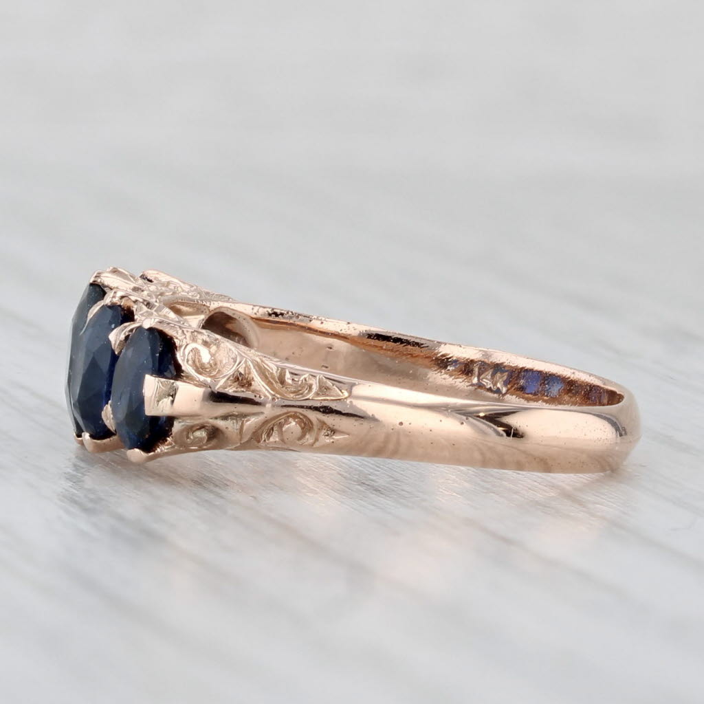 Light Gray Antique Sapphire 2.43ctw Ring 14k Rose Gold Size 9.75 Stackable GIA