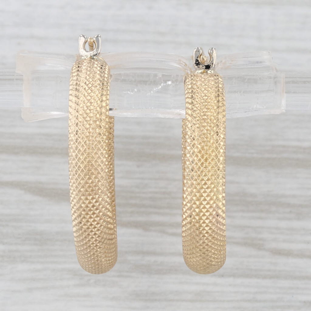 Mesh Hoop Earrings 14k Yellow Gold Round Snap Top Hoops