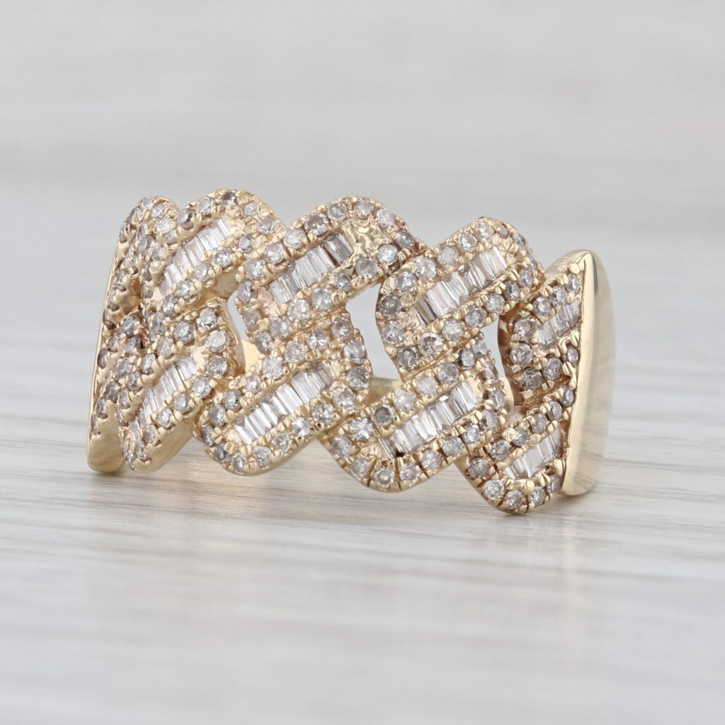 1.23ctw Diamond Crosshatch Woven Ring 10k Yellow Gold Size 10 Cocktail