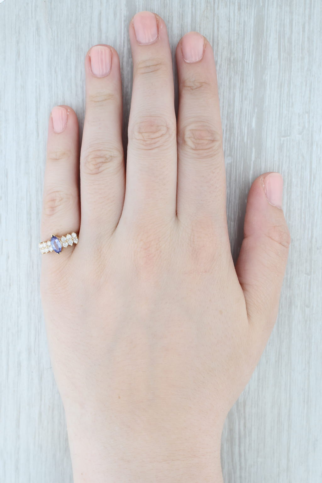 Light Gray 1.06ctw Marquise Tanzanite Diamond Ring 14k Yellow Gold Size 6.75