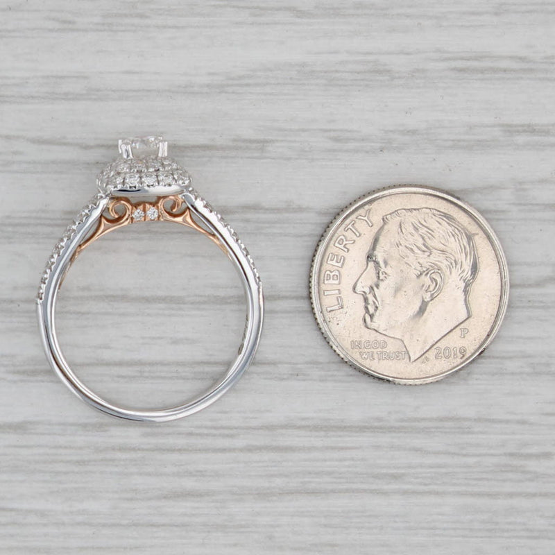 Gray 0.55ctw Round Diamond Halo Engagement Ring 14k White Gold Size 6.5