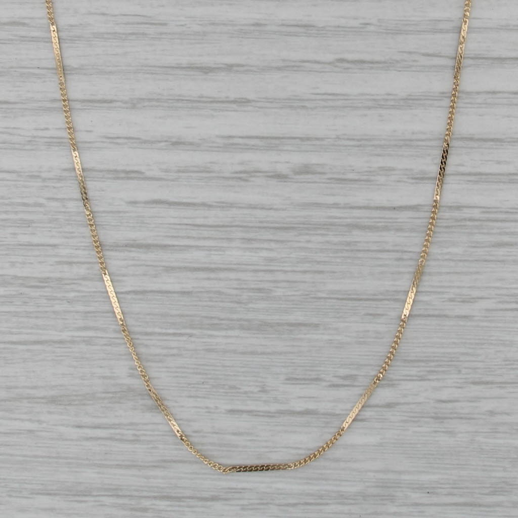 16.5" 1mm Bar & Curb Link Chain Necklace 14k Yellow Gold