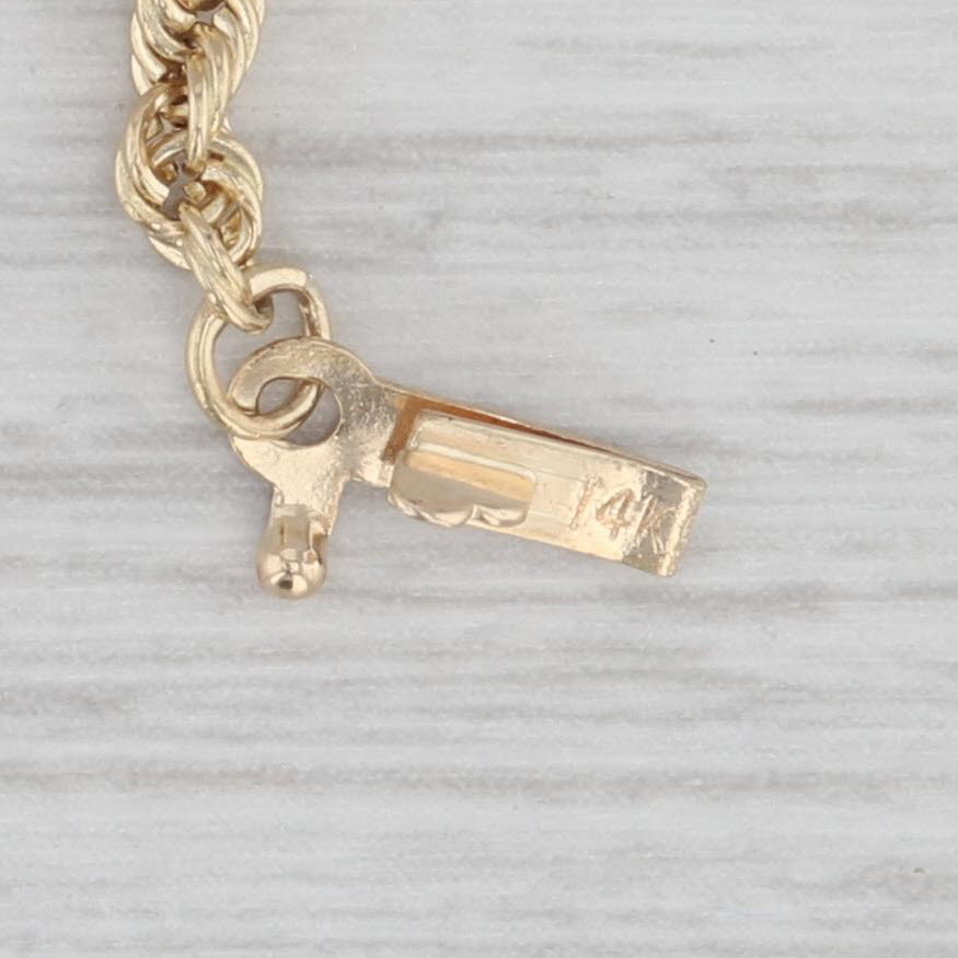 Light Gray Rope Chain Bracelet 14k Yellow Gold 6.5" 2.5mm