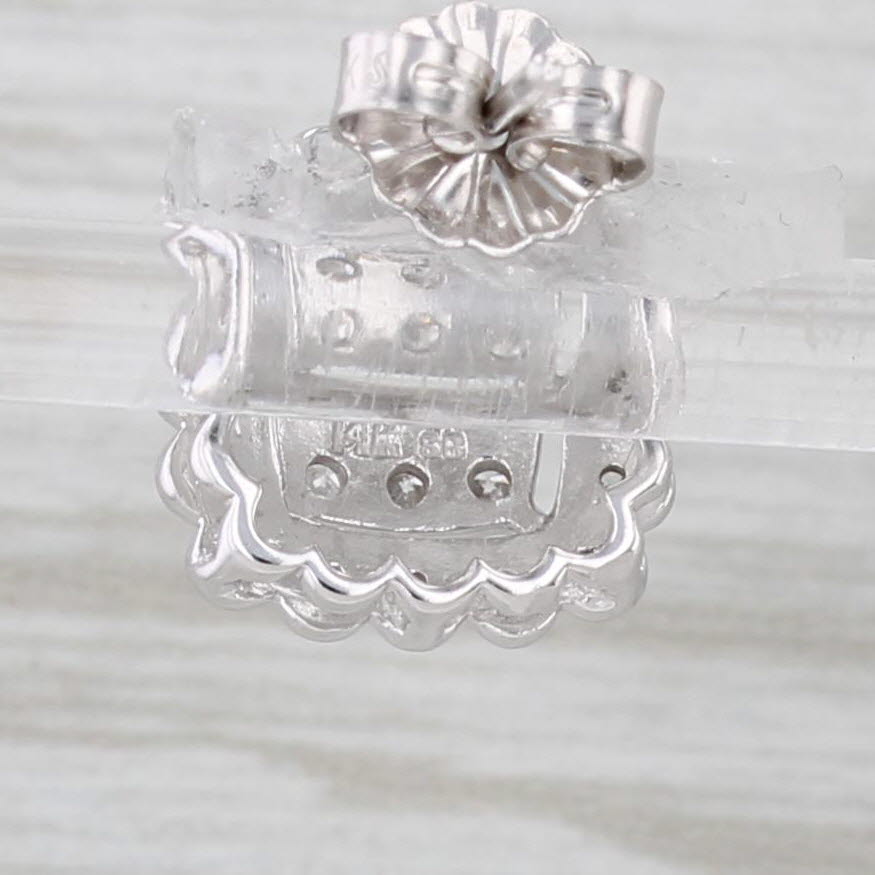 Light Gray 0.36ctw Diamond Cluster Halo Stud Earrings 14k White Gold