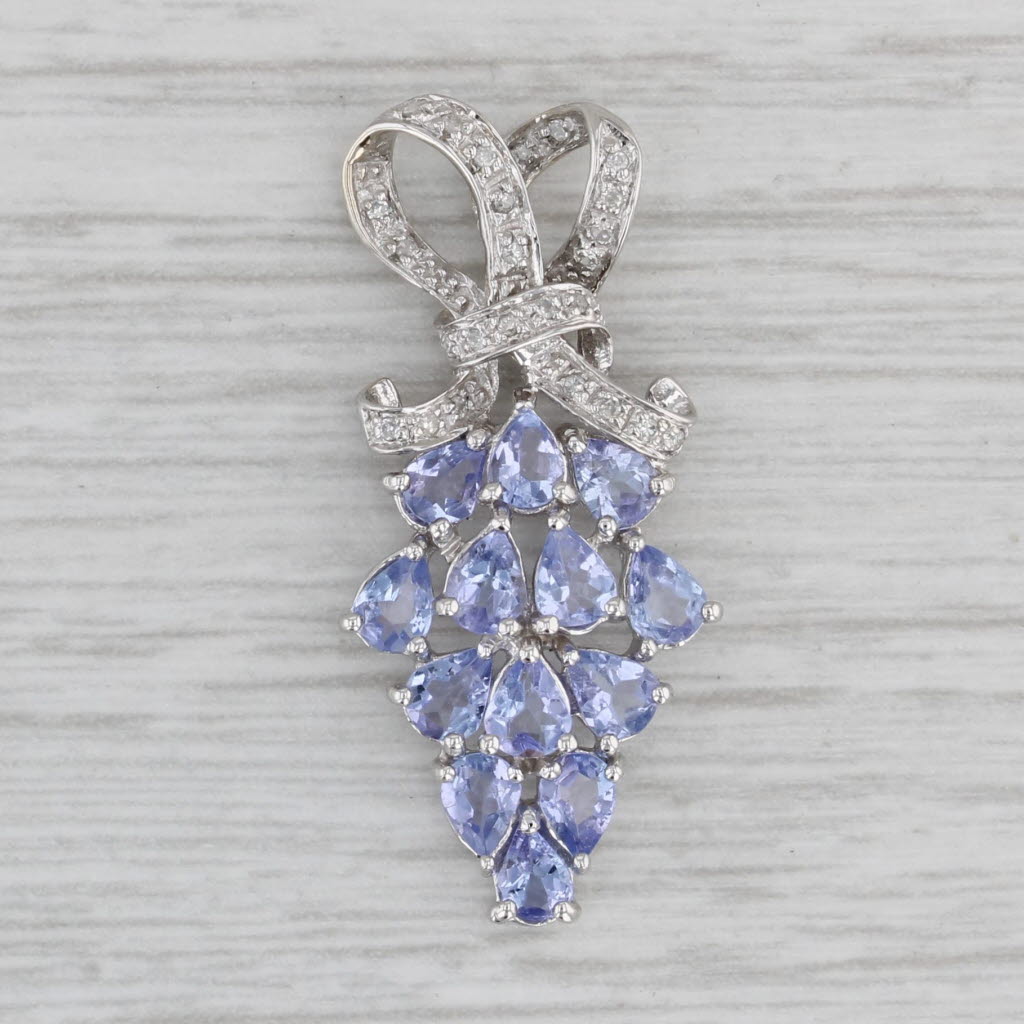 Gray 2.10ctw Tanzanite Diamond Cluster Pendant 10k White Gold