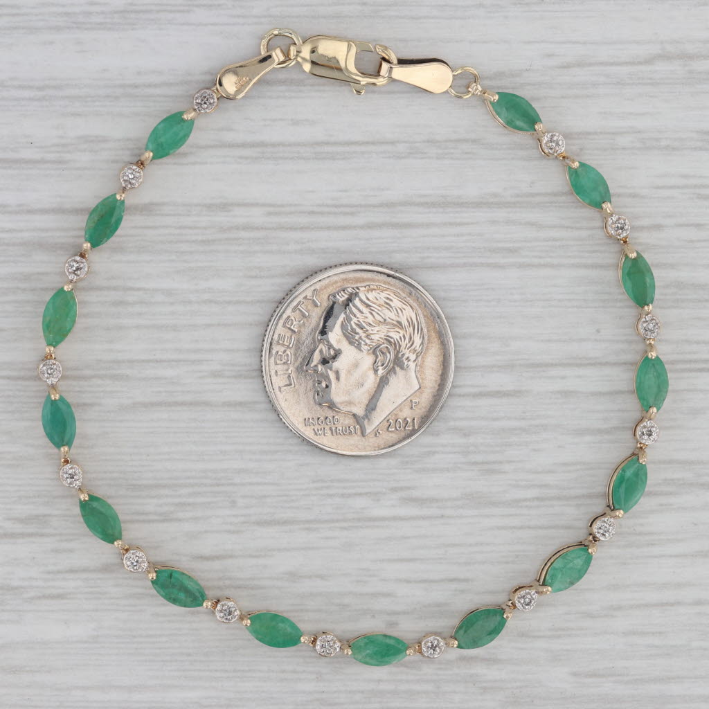 Gray 3.05ctw Marquise Emerald Diamond Tennis Bracelet 6.5" 3mm