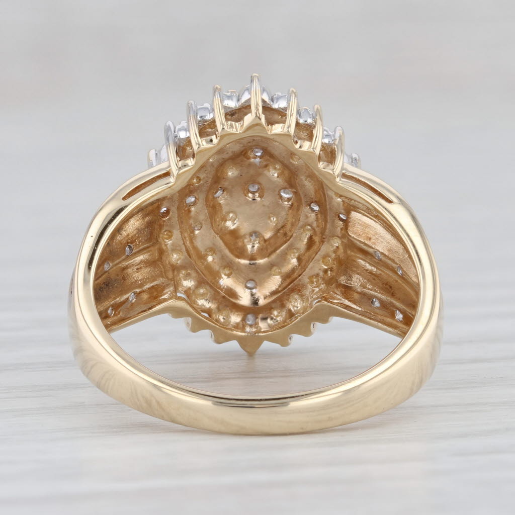 Light Gray 0.13ctw Diamond Cluster Ring 10k Yellow Gold Size 9 Cocktail