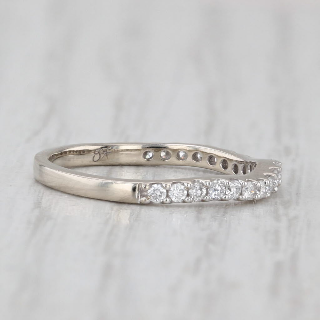 0.26ctw Diamond Contoured Wedding Band 14k White Gold Size 4.75 Stackable Ring