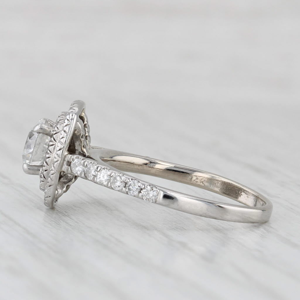 Light Gray 1.06ctw Round Diamond Halo Engagement Ring 14k White Gold Size 5.75