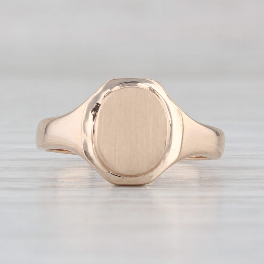 Vintage Engravable Signet Ring 10k Yellow Gold Size 4.5