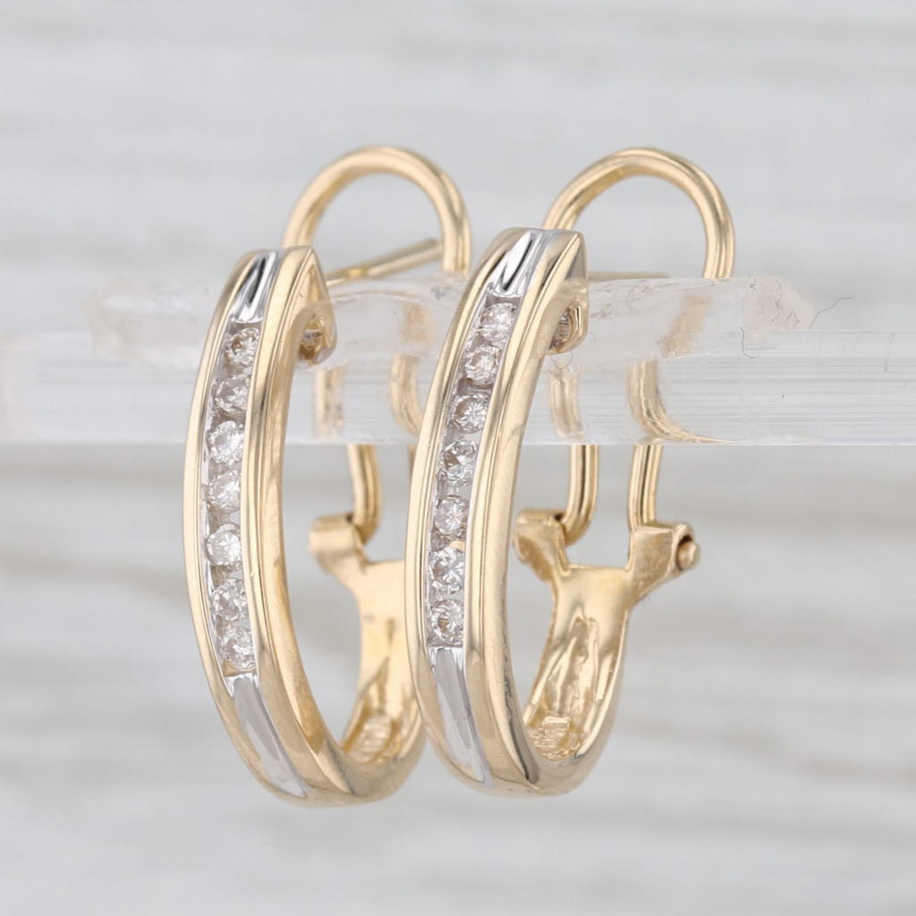 0.20ctw Diamond Journey J-Hook Earrings 14k Yellow Gold Omega Backs