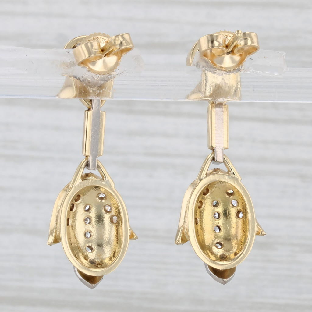 Light Gray 0.65ctw Diamond Drop Earrings 18k Yellow Gold