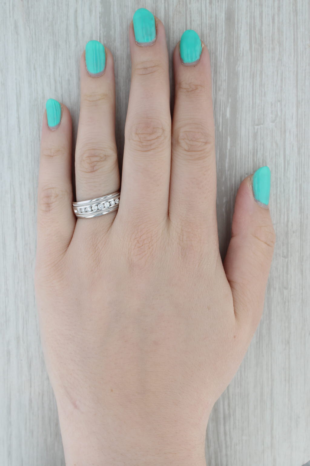 Gray 0.50ctw Diamond Men's Wedding Band 14k White Gold Size 10 Ring