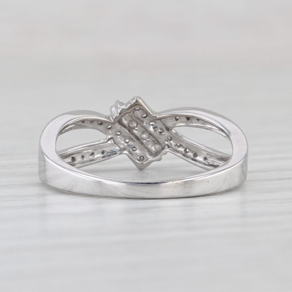 0.12ctw Diamond Bypass Ring 10k White Gold Size 7.25