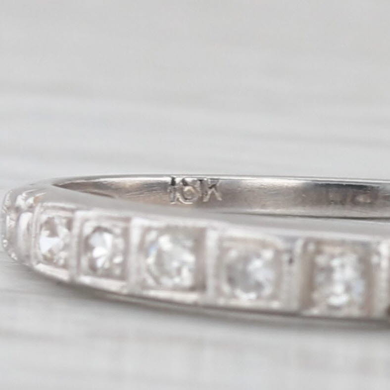Art Deco 0.10ctw Diamond Wedding Band Stackable Ring 18k White Gold Size 7