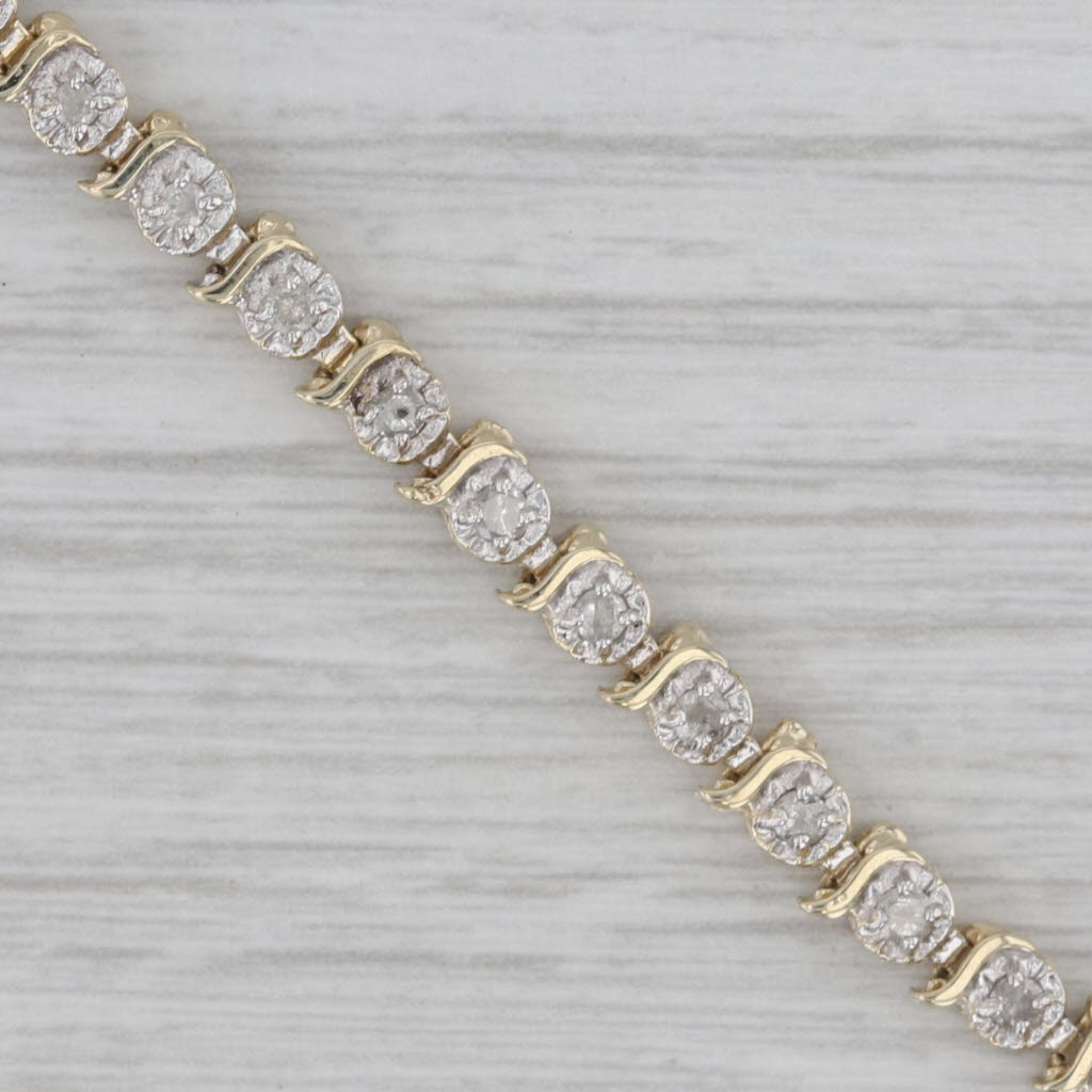 Gray 1ctw Diamond Tennis Bracelet 10k Yellow Gold 7.25" 4.3mm