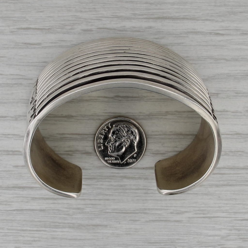 Elvira Bill Large Statement Cuff Bracelet Sterling Silver Navajo Native American