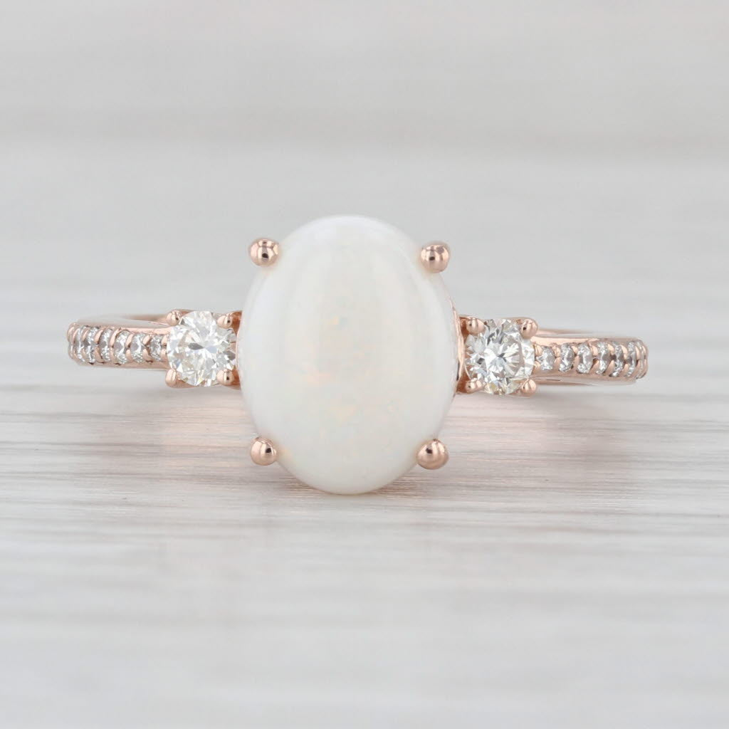 Effy Oval Opal Cabochon 0.30ctw Diamond Ring 14k Rose Gold Size 7.25