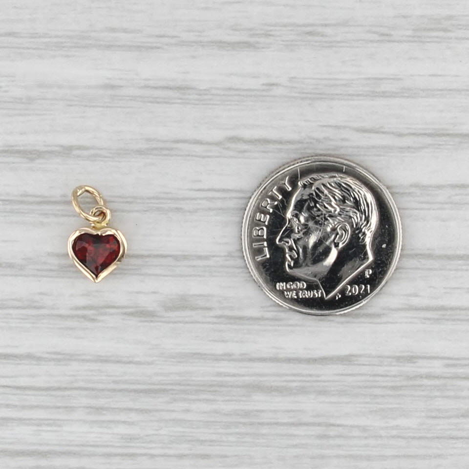 0.70ct Garnet Small Heart Charm 14k Yellow Gold January Birthstone Pendant