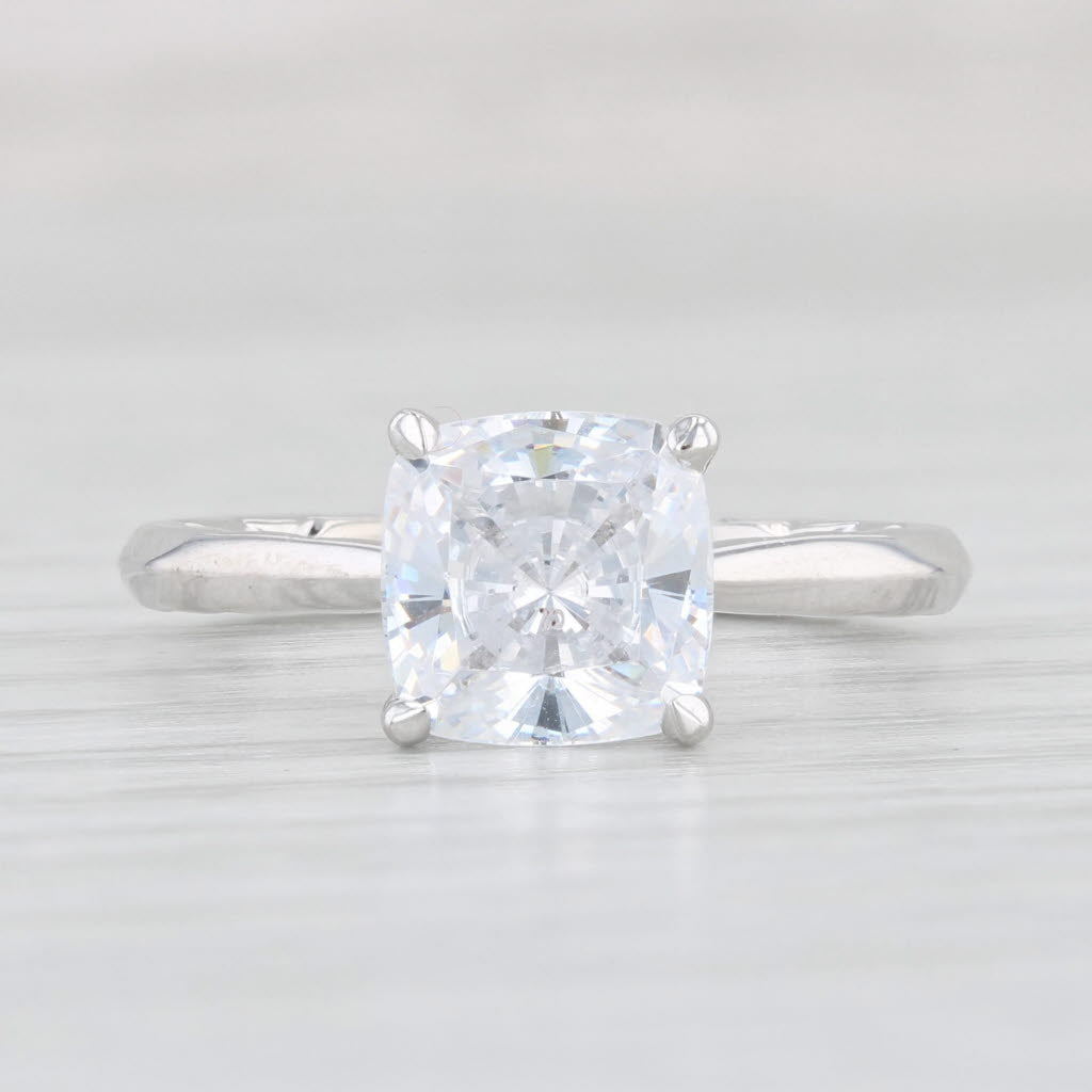 Light Gray New A Jaffe Diamond Semi Mount Engagement Ring 18k White Gold Size 6