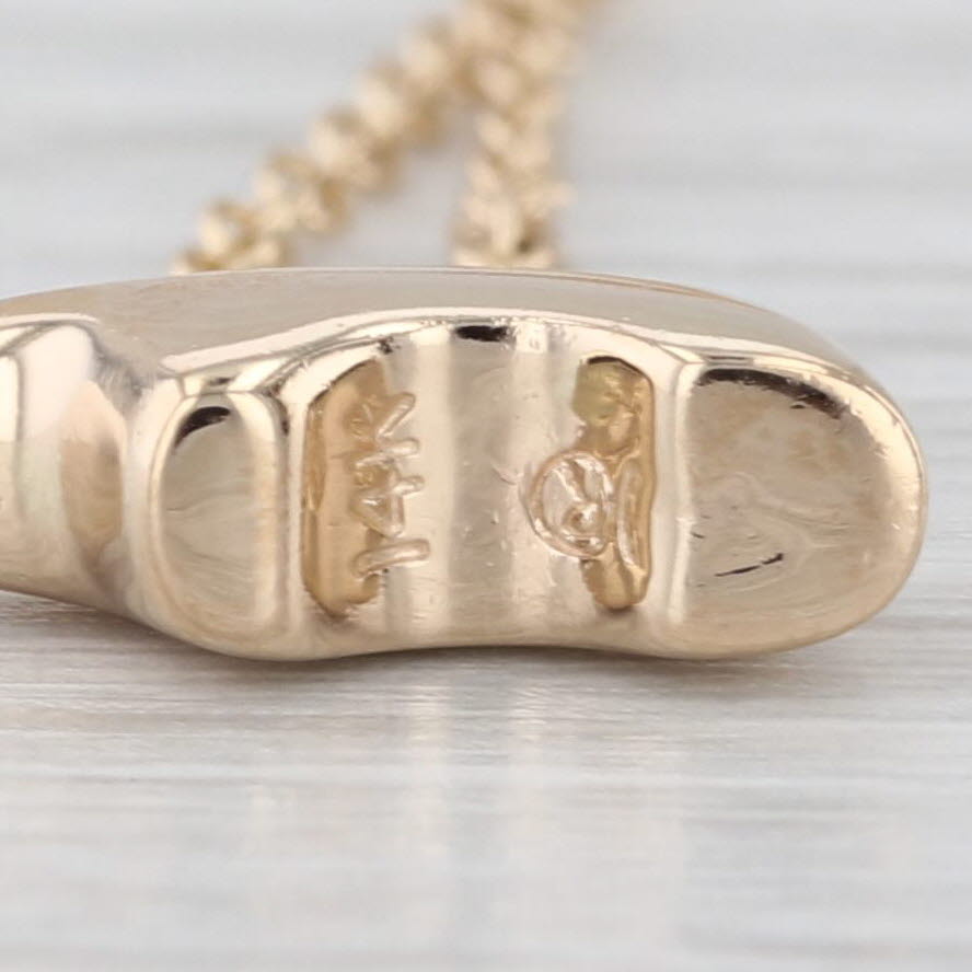 Small Bear Pendant Necklace 14k Yellow Gold 18.5" Cable Chain