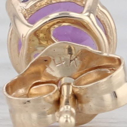 0.45ctw Amethyst Stud Earrings 14k Yellow Gold Round Solitaire Studs