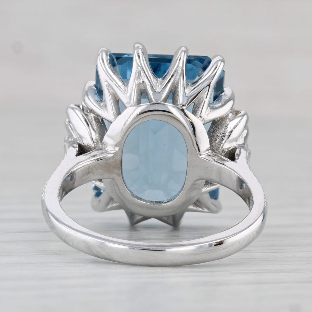 Gray 13.12ctw Lab Created Blue White Spinel Ring 10k White Gold Size 6.5