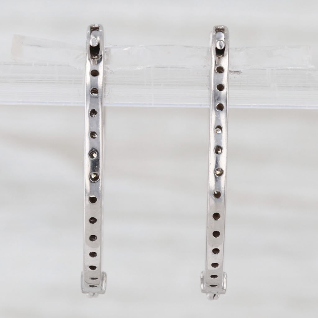 0.70ctw Diamond Inside Out Hoop Earrings 14k White Gold Hinged Round Hoops