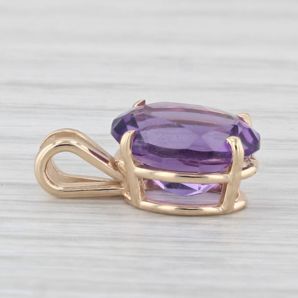 Light Gray 2.45ct Amethyst Oval Solitaire Pendant 14k Yellow Gold