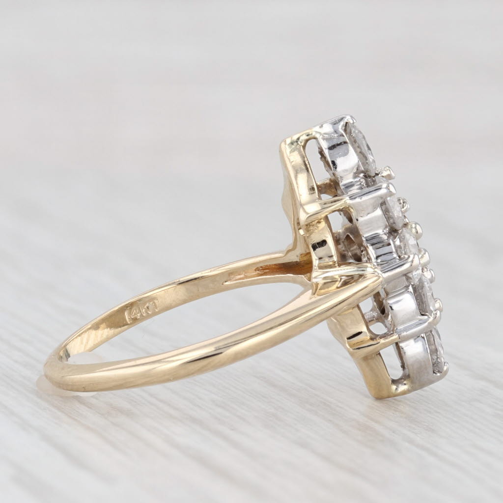 Light Gray 1.35ctw Diamond Cluster Ring 14k Yellow Gold Size 6