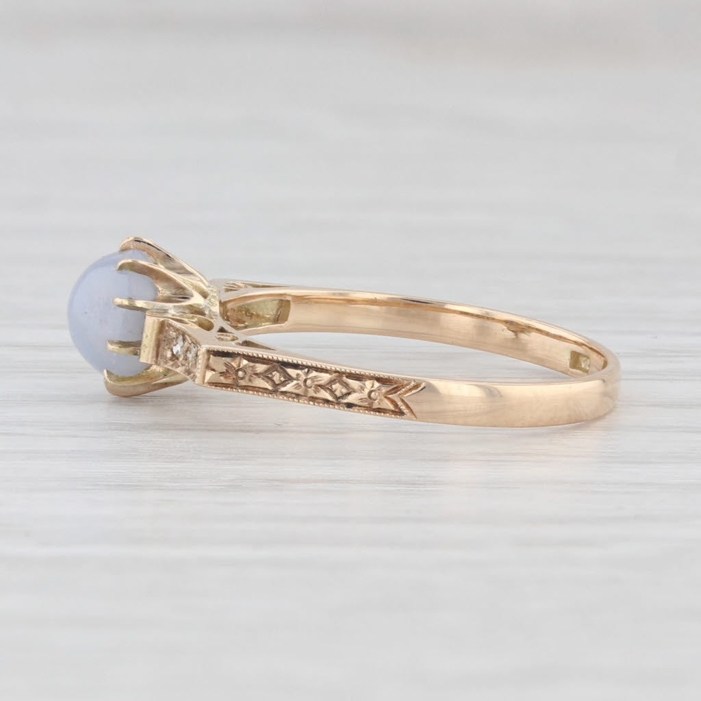 Light Gray Vintage Gray Star Sapphire Diamond Ring 18k Yellow Gold Size 8