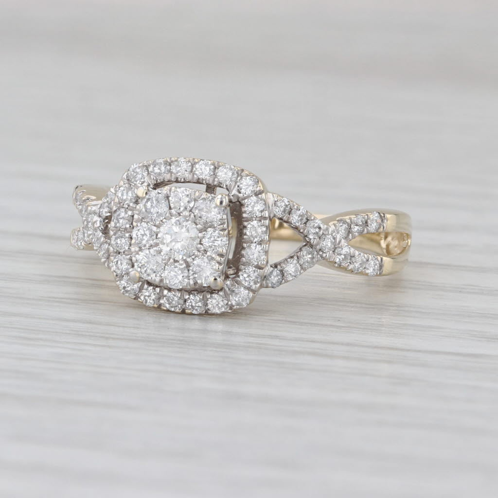 0.75ctw Diamond Halo Engagement Ring 14k Yellow Gold Size 9