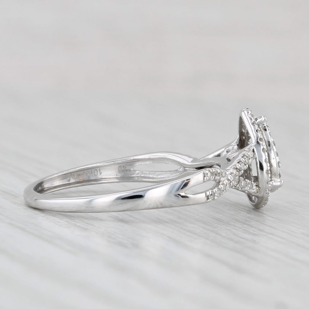 Light Gray 0.12ctw Diamond Cluster Halo Engagement Ring 10k White Gold Size 7.25