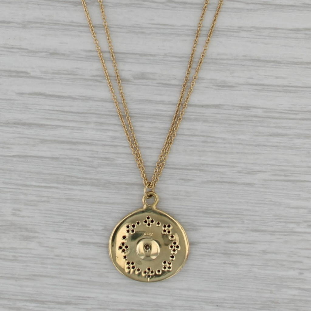 1.30ctw Sapphire Diamond Pendant Necklace 18k Yellow Gold 17" Double Curb Chain