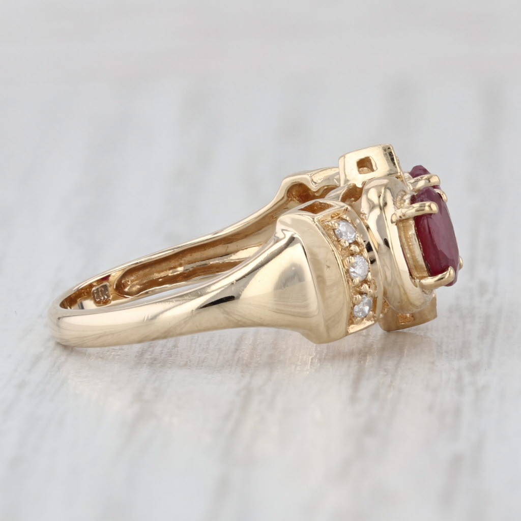 1.31ctw Ruby Diamond Infinity Knot Ring 14k Yellow Gold Size 7