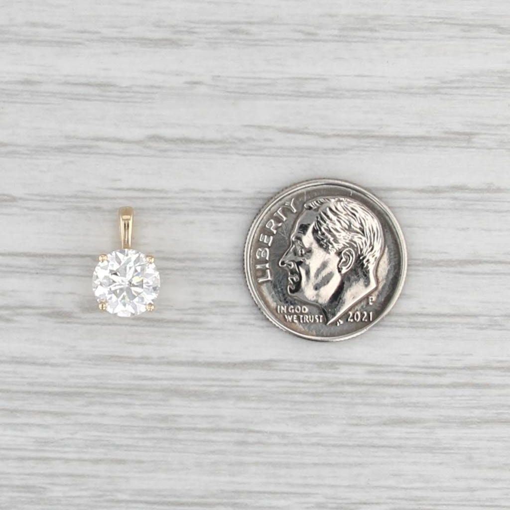 GIA 1.50ct Round Diamond Solitaire Pendant 14k Yellow Gold Small Drop