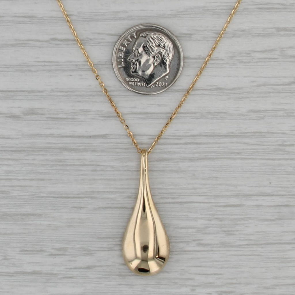 Teardrop Pendant Cable Chain Necklace 14k Yellow Gold 18" 19" 20" Italian