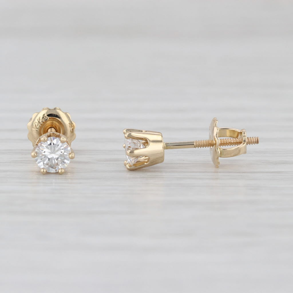 0.48ctw Diamond Solitaire Stud Earrings 14k Yellow Gold Round Brilliant Studs