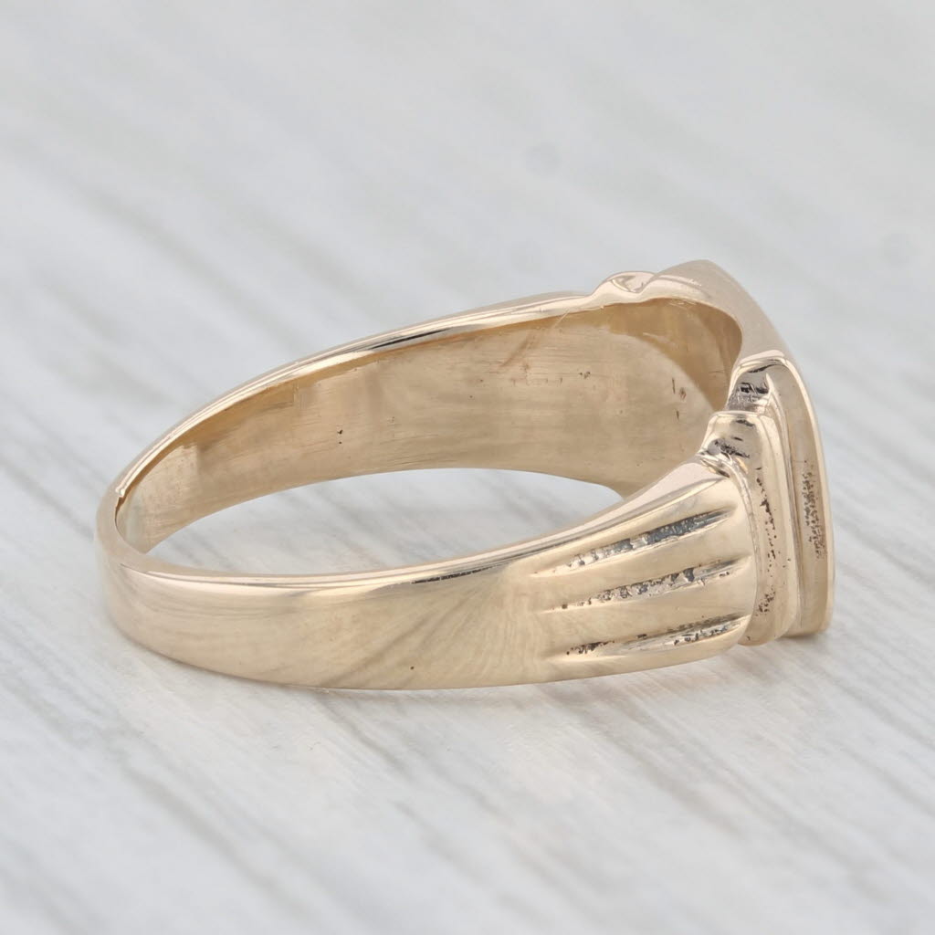 Light Gray Vintage Engravable Signet Ring 10k Yellow Gold Size 4.5