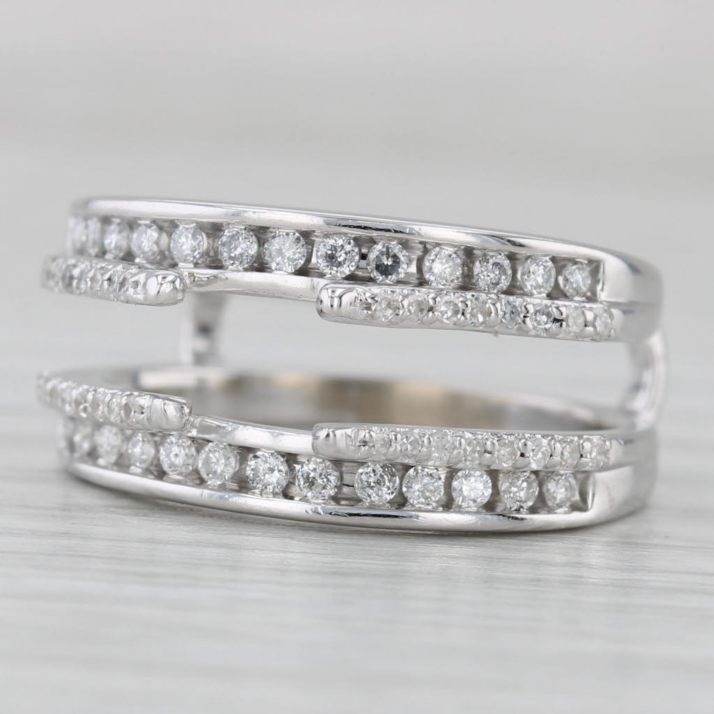 Gray 0.38ctw Diamond Enhancer Jacket Ring Guard 14k White Gold Size 6.75 Bridal