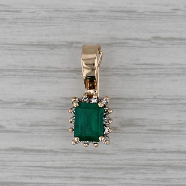 1.50ctw Lab Created Emerald Diamond Halo Enhancer Pendant 14k Gold Clip Bail