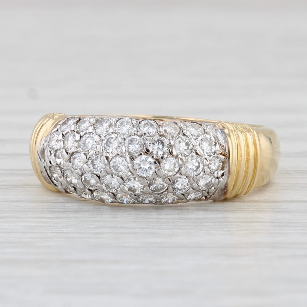 Light Gray 0.80ctw Pave Diamond Ring 18k Yellow Gold Size 8.5 Wedding Band
