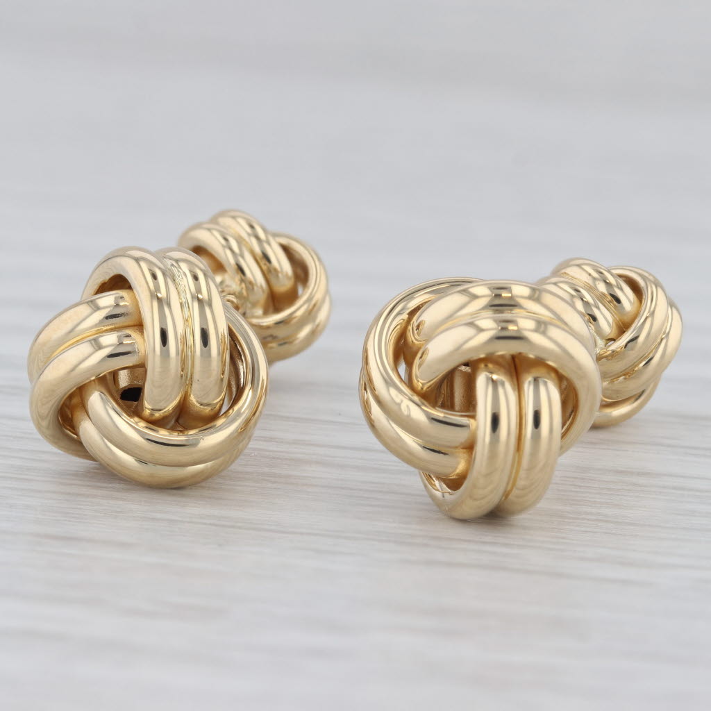 Gray Knot Work Cufflinks 18k Yellow Gold Men's Suit Accessories