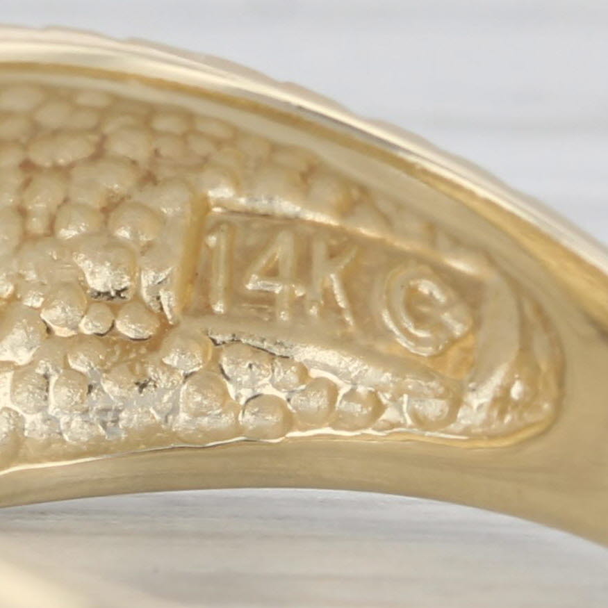 Tan Beveled Textured Ring 14k Yellow Gold Size 8 Band